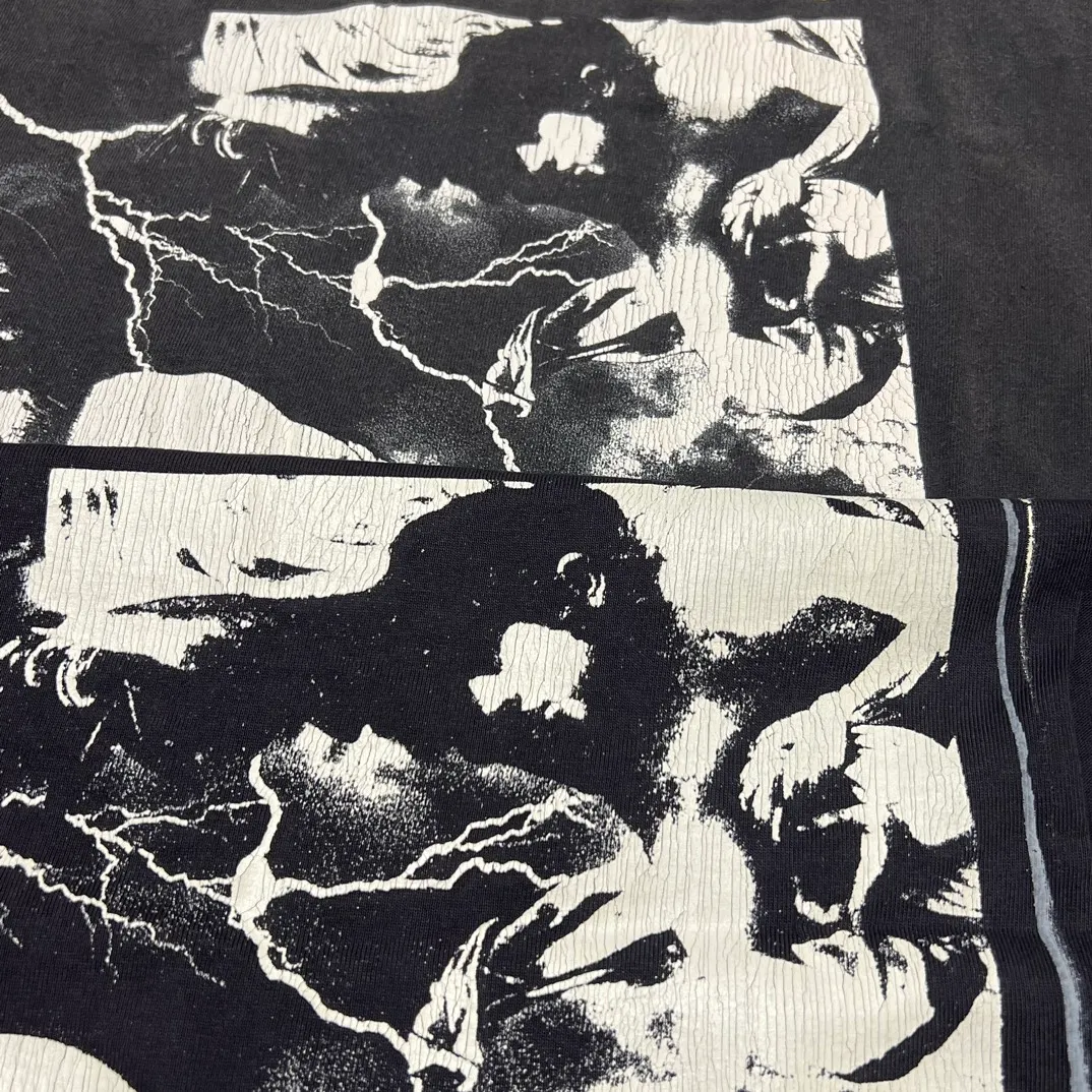 Top printing technology Purchasing agent level SAINT Mxxxxxx LS TEE/TEMPEST/BLK 'TEMPEST SAINT' Storm Religious Saint Crack Retro Vulcanization Rewashed Water Long Sleeves Washed Black S-XL Assute Dyeing Multi-digit horse fading process Hand polished hanging holes Full of old feel